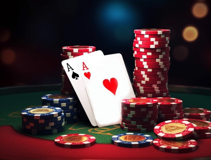 Blackjack tournament hand being dealt with multiple player cards visible